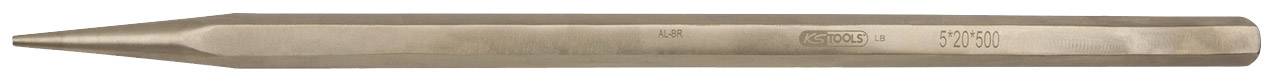 Ein zylindrischer Metallstift mit spitzem Ende, oft als Stichel oder Meißel verwendet, liegt horizontal auf einer weißen Fläche.