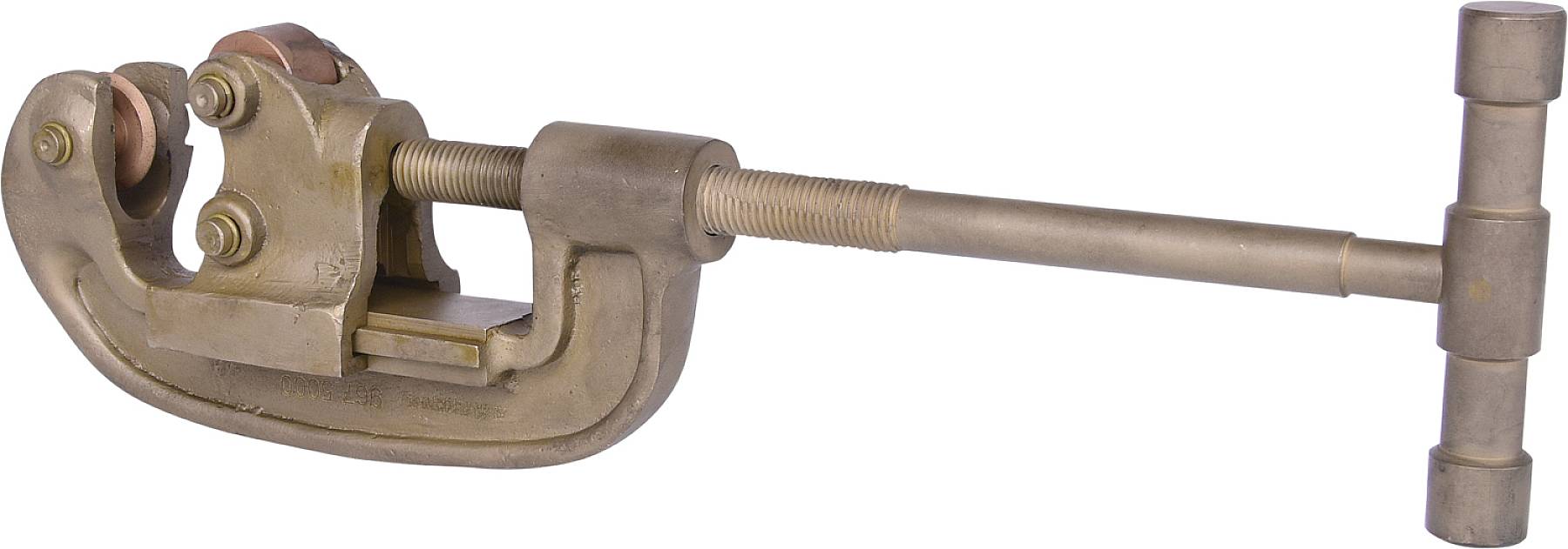 Ein Metallrohrschneider mit einem T-Griff, geeignet zum Trennen von Kupfer- und Aluminiumrohren durch Drehen.