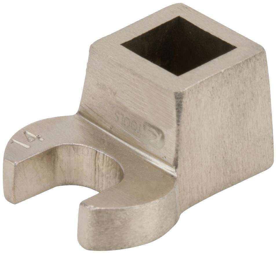 Metallischer Vierkantschlüssel-Aufsatz mit offener Ringform auf der Vorderseite, geeignet für mechanische Verwendungen.