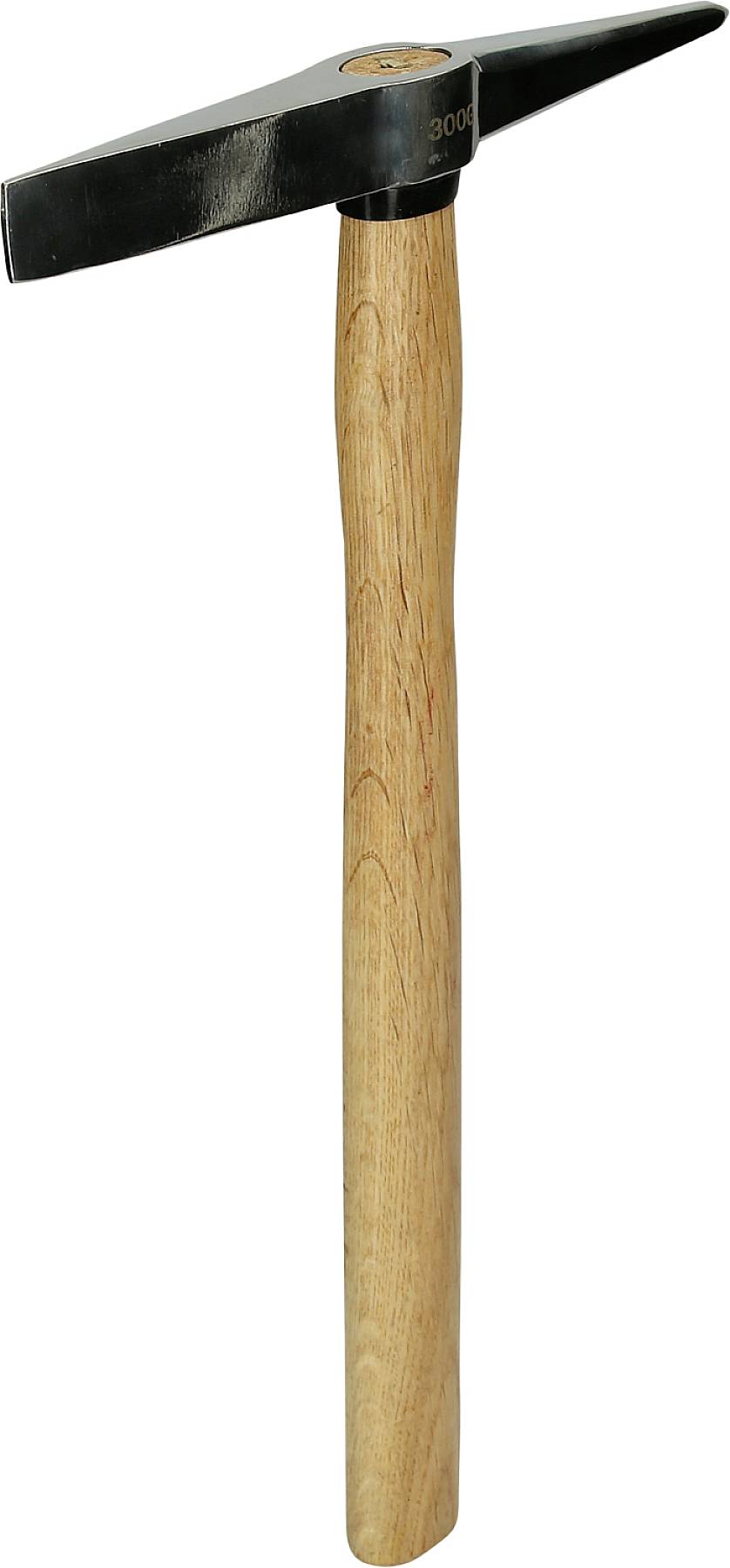 Ein Hammer mit hellem Holzgriff und schmalem, schwarzen Kopf, geeignet für Metallbearbeitung.