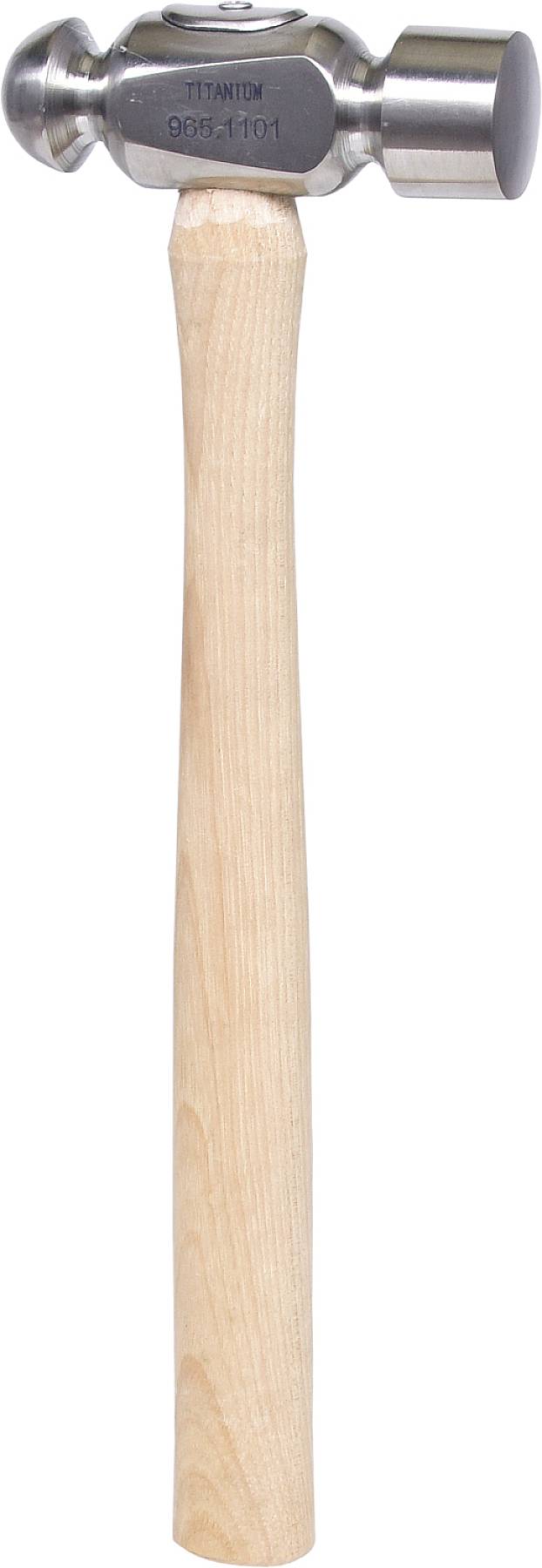 Ein Hammer mit hölzernem Griff und metallischem Kopf, oft verwendet für Metallarbeiten oder zum Formen von Metall.