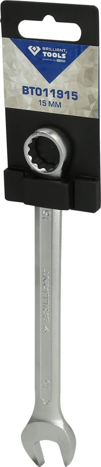 Steckschlüssel und Maulschlüssel, 15 mm, silber, von Topmarke. Verpackung mit Logo und Produktcode BT011915.