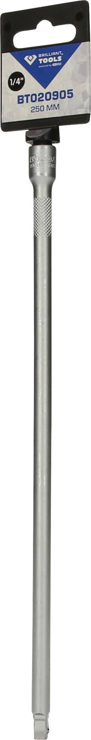 Langer, silberner Schraubenzieher mit geriffeltem Griff und Etikett.