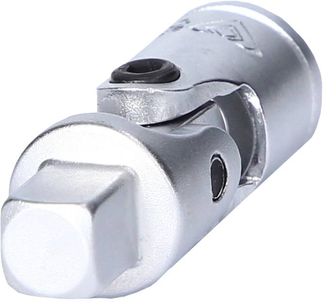 Ein silberner Gelenk-Teleskopadapter für Steckschlüssel. Geeignet zur flexiblen Kraftübertragung in schwer zugänglichen Bereichen.