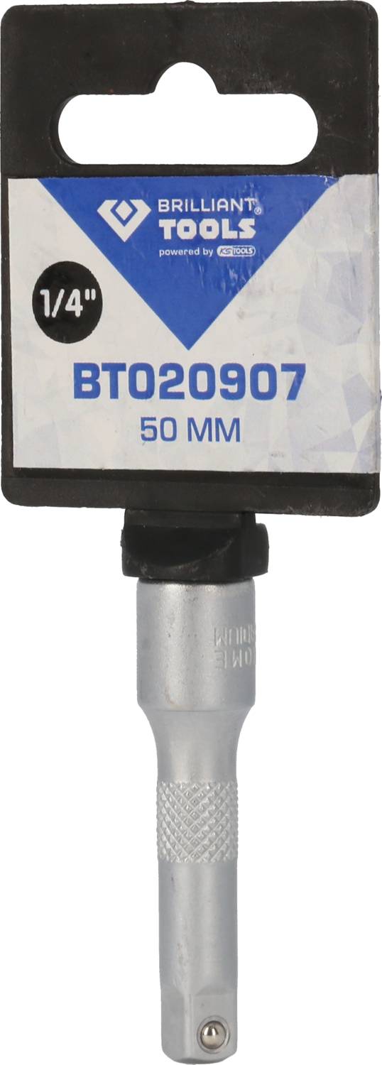 Ein 'Brilliant Tools' 50 mm Verlängerungsadapter mit der Artikelnummer BT020907, für Anwendungen mit 1/4 Zoll Antrieb.