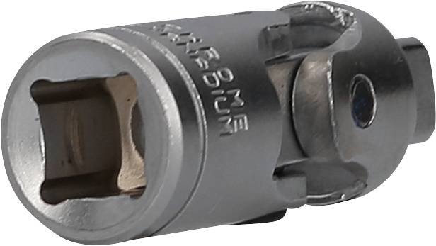 Chrom-Schwenkadapter mit 1/4-Zoll-Anschluss, ermöglicht flexible Verbindungen in schwer zugänglichen Bereichen.