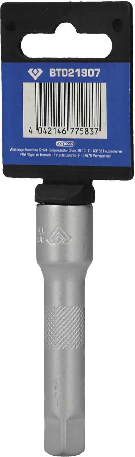 GSB-Verlängerungsadapter mit silbernem Metallgriff und blauem Etikett, Artikelnummer BT021907, geeignet für diverse Werkzeuge.