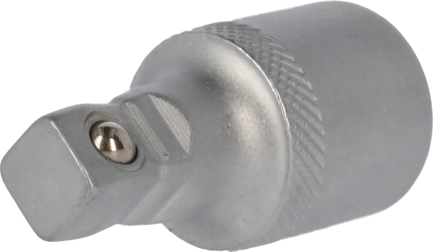 Metalladapter mit Knarrenanschluss, zylindrische Form, silberfarben, für Werkzeuge wie Schraubenschlüssel oder Ratschen geeignet.
