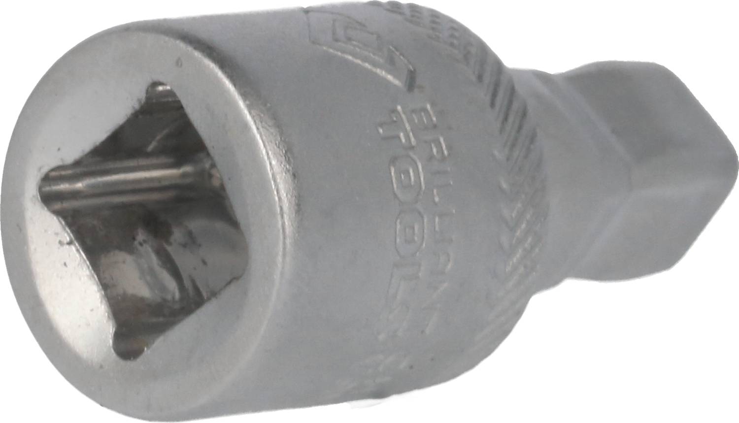 Metallischer Steckschlüsselaufsatz, sechseckig, zur Verwendung mit einem Schraubenschlüssel oder Ratsche für Befestigungsarbeiten.