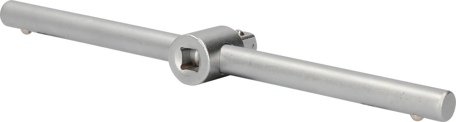 Ein silberner T-Griff für Steckschlüssel, der in der Mitte drehbar ist, geeignet für manuelle Arbeiten an Autos oder Maschinen.