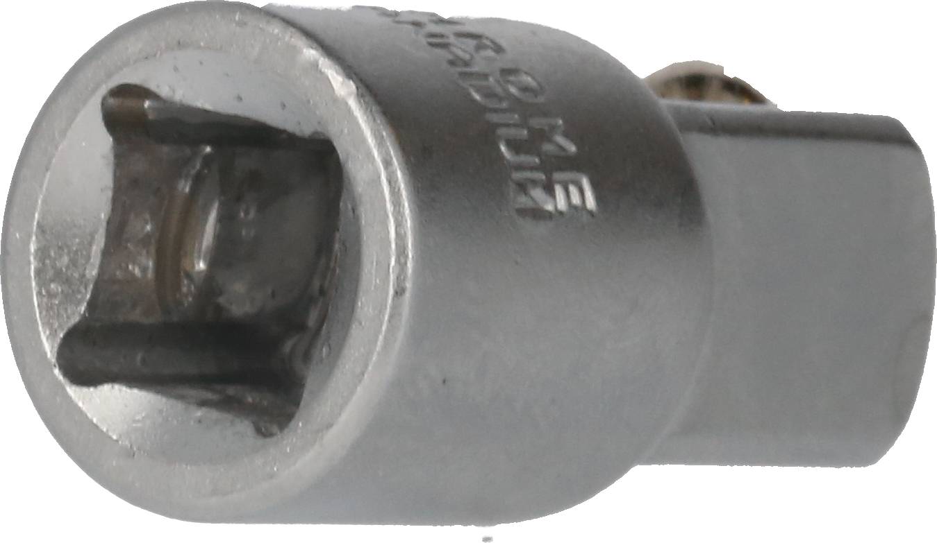 Metall-Stecknuss, zylindrisch mit sechseckiger Aufnahme, silberfarben, verwendet für Steckschlüssel oder Ratschen.