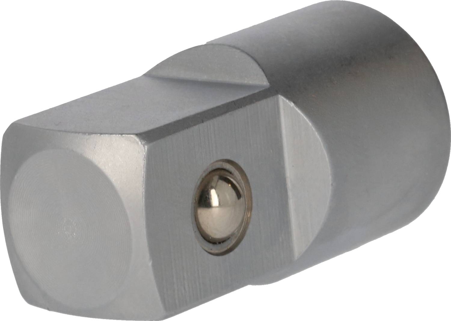 Ein silberner, zylindrischer Metallstift mit abgeflachtem Ende und einer kleinen Kugel in einer Vertiefung auf der Oberseite.