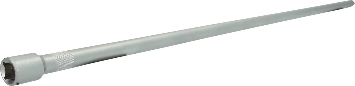 Langer silberner Drehmomentschlüssel mit gerändeltem Griff, geeignet für präzises Anziehen von Schrauben und Muttern in Automobilanwendungen.