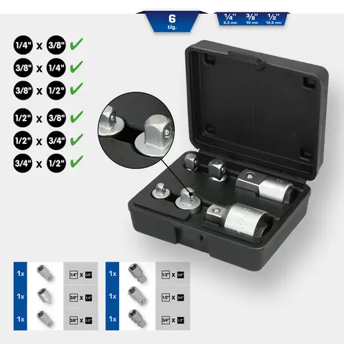 Brilliant Tools BT024006 BT024006 Steckschlüssel-Adapter-Set Antrieb 1/4" (6.3 mm), 3/8" (10 mm), 1 Brilliant Tools BT024006 BT024006 Steckschlüssel-Adapter-Set Antrieb 1/4" (6.3 mm), 3/8" (10 mm), 1