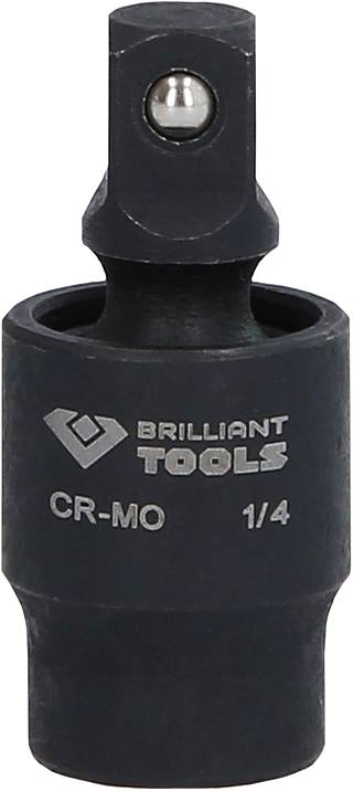 Ein schwarzer Adapter mit der Aufschrift 'BRILLIANT TOOLS CR-MO 1/4'.