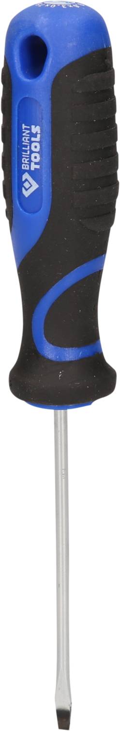 Schraubendreher mit blau-schwarzem Griff und silberner Klinge, geeignet für Standard-Schrauben.