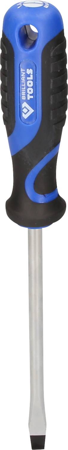 Ein Kreuzschlitzschraubendreher mit blau-schwarzem Kunststoffgriff und silberner Spitze, geeignet zum Schrauben.