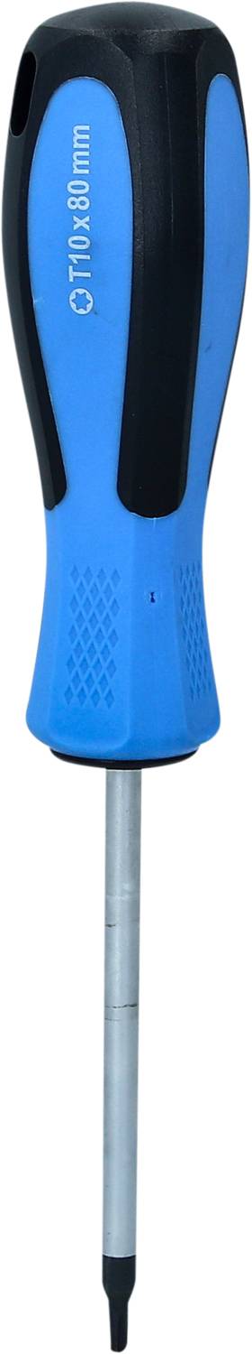 Blauer Schraubendreher mit schwarzem Griff, Größe 1,0x80mm, für Präzisionsarbeiten geeignet.