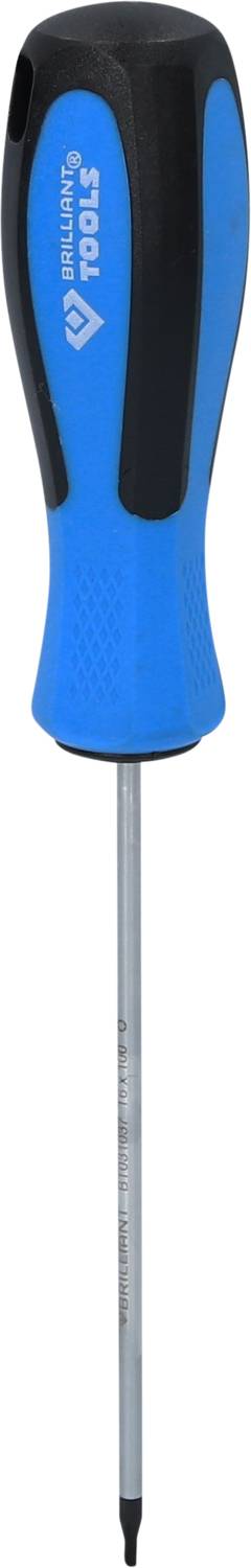Blauer Schraubendreher mit schwarzem Griff, geeignet für Präzisionsarbeiten.