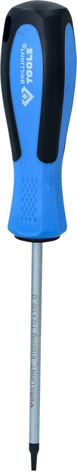 Ein blauer Schraubendreher mit schwarzem Griff, geeignet für den Einsatz bei verschiedenen Reparaturen und Montagearbeiten.