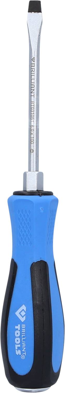 Kreuzschlitz-Schraubendreher mit blau-schwarzem Griff und silberner Klinge, geeignet für handwerkliche Arbeiten.