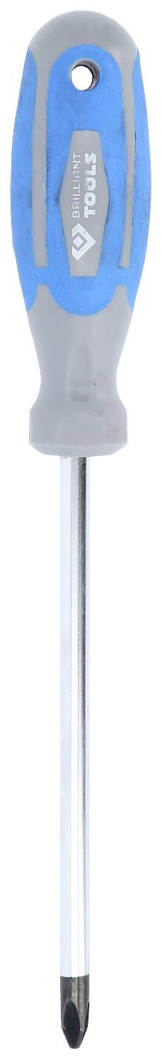 Handschraubendreher mit blau-grauem Griff und Metallklinge.