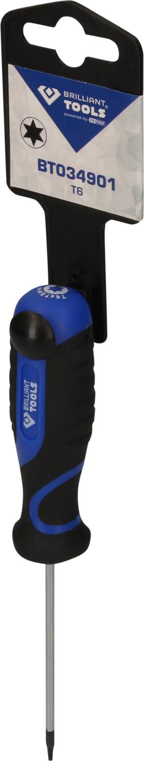 Kreuzschlitz-Schraubendreher von Brilliant Tools mit ergonomischem Griff und spitzem Metallkopf. Modellnummer: BT034901.