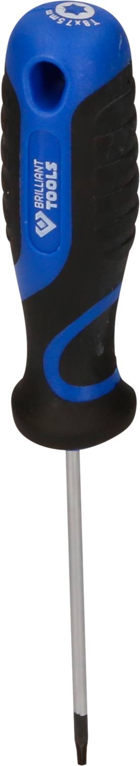 Ein blauer und schwarzer Schraubendreher mit ergonomischem Griff für bessere Handhabung.