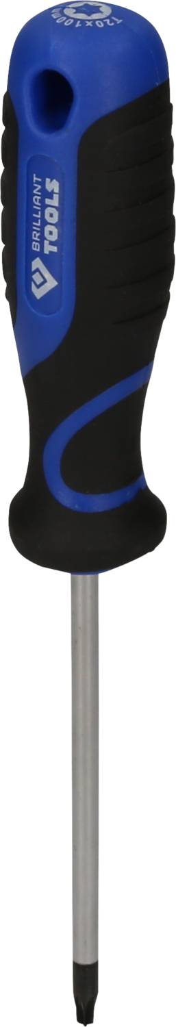 Kreuzschlitz-Schraubendreher mit blauem und schwarzem Griff und Metallklinge.