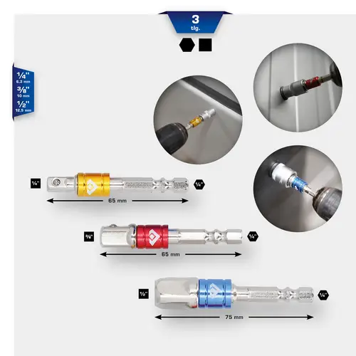 Brilliant Tools BT053003 BT053003 Steckschlüssel-Adapter Antrieb 1/4" (6.3 mm), 3/8" (10 mm), 1/2" Brilliant Tools BT053003 BT053003 Steckschlüssel-Adapter Antrieb 1/4" (6.3 mm), 3/8" (10 mm), 1/2"