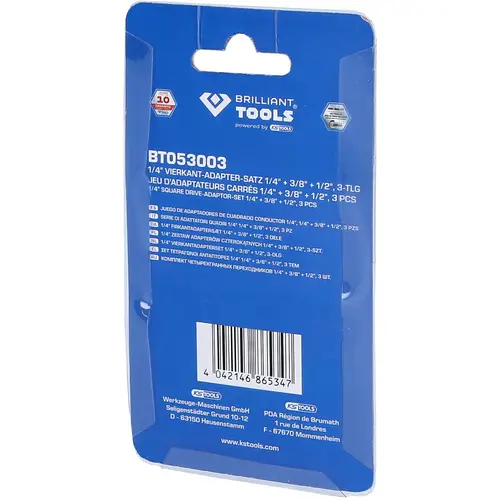 Brilliant Tools BT053003 BT053003 Steckschlüssel-Adapter Antrieb 1/4" (6.3 mm), 3/8" (10 mm), 1/2" Brilliant Tools BT053003 BT053003 Steckschlüssel-Adapter Antrieb 1/4" (6.3 mm), 3/8" (10 mm), 1/2"