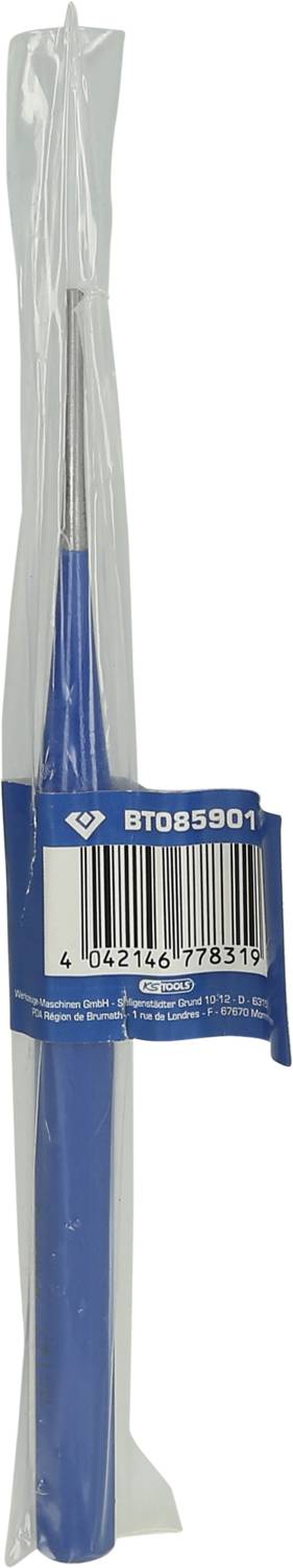 Verpacktes blaues Häkelnadelset mit Barcode und Produktinformationen auf dem angebrachten Etikett.