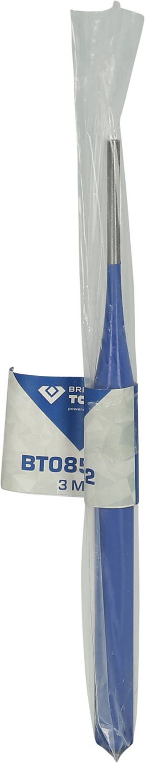 Ein blauer Griff in Plastikverpackung, darauf steht 'BTO852 3M2' in weißen Buchstaben.