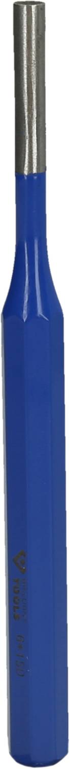 Ein blauer Schläger mit silbernem Griff, ähnlich einem Cricket-Schläger, aufrecht stehend.