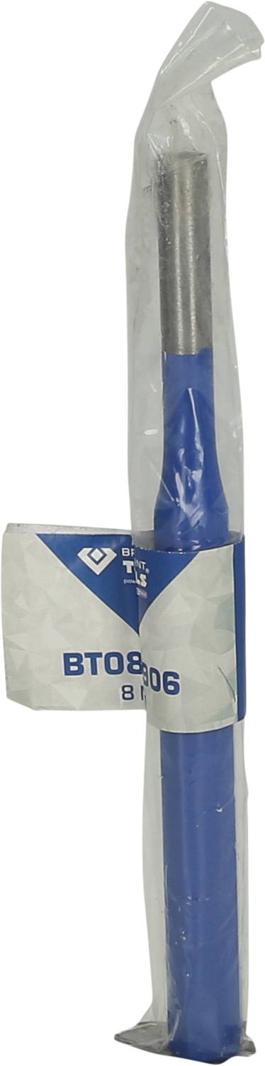 Ein in Folie verpackter blauer Stift mit der Aufschrift 'BT0806'.
