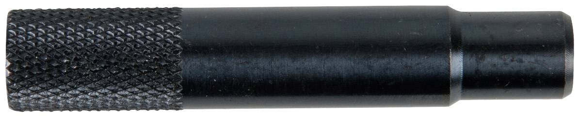 Metallischer Adapter mit gerändelter Oberfläche, schwarz. Verwendet, um zwei Komponenten eines Geräts sicher zu verbinden.