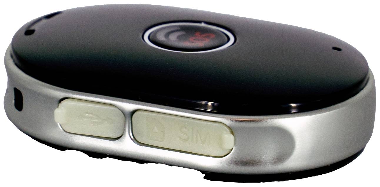 Ein kleines, schwarzes Gerät mit einer digitalen Anzeige und einem SIM-Kartensteckplatz. Es erscheint mobil und handlich.