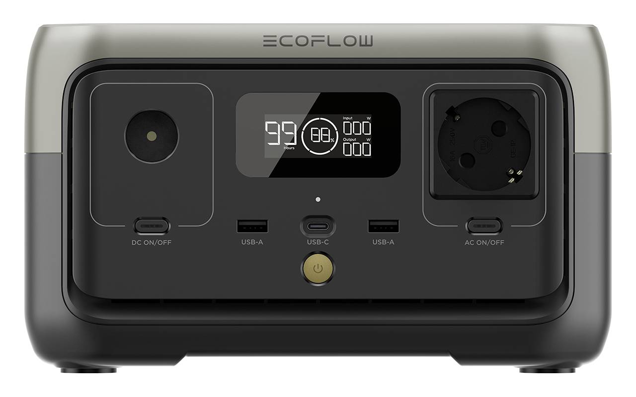 ECOFLOW River 2 Powerstation LiFePO 4 Schwarz mit Laderegler