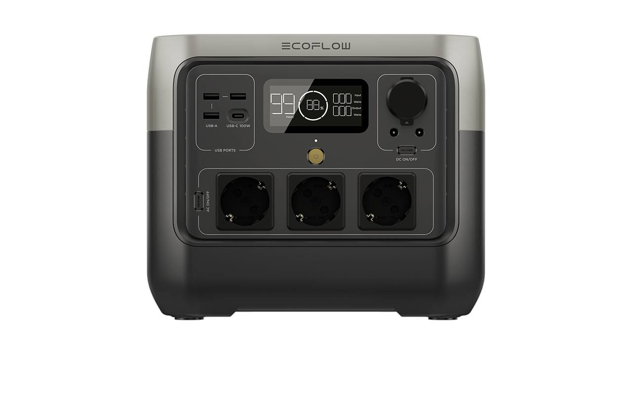 ECOFLOW River 2 Pro Powerstation LiFePO 4 Schwarz mit Laderegler