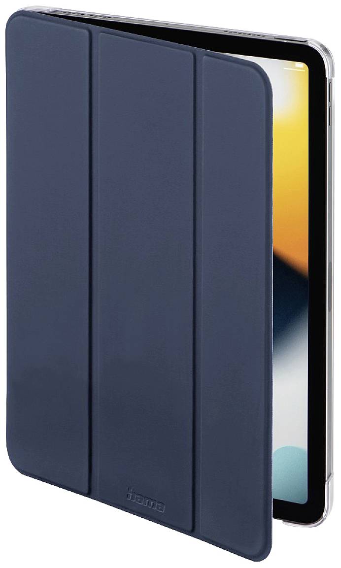 Eine dunkle Tablet-Hülle schützt ein Tablet. Die Hülle ist teilweise geöffnet, sichtbar ist ein Teil des Bildschirms.