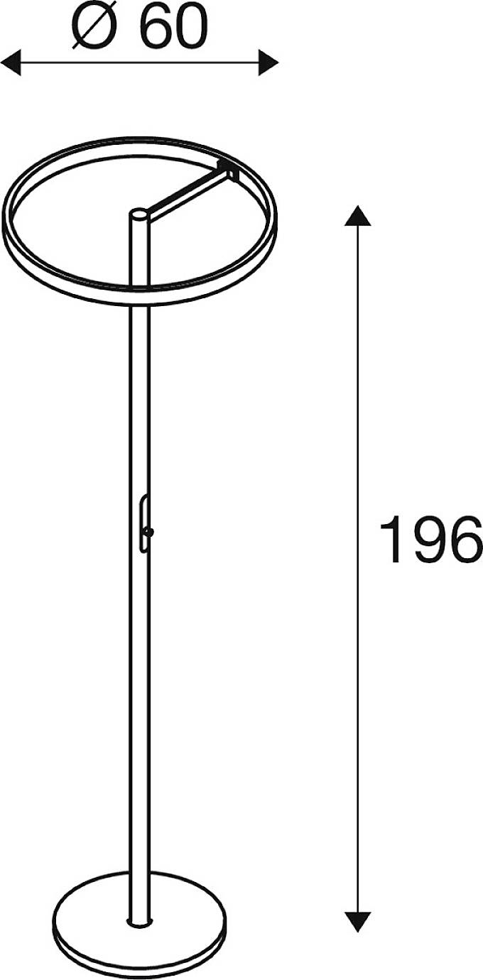 Stehlampe mit kreisförmigem Schirm. Höhe 196 cm, Durchmesser 60 cm. Design zeichnet sich durch einen minimalistischen Stil aus.
