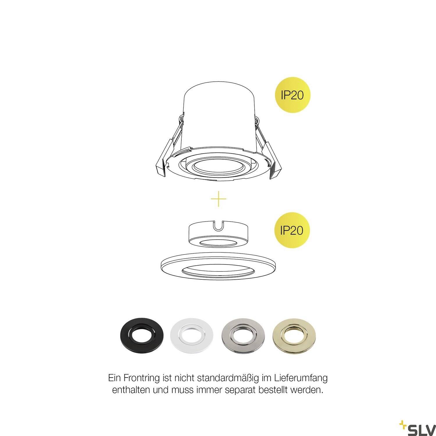 SLV 1007274 LED-Einbauleuchte 12er Set LED 8W Schwarz