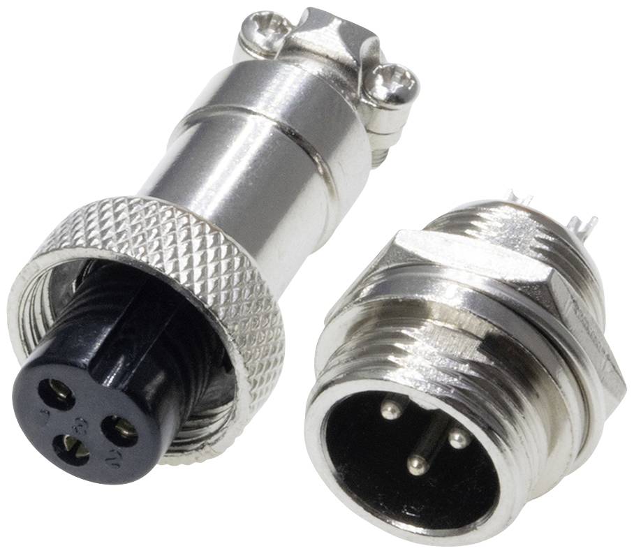 Pollin 453542 Rundsteckverbinder Buchse, Einbau, Stecker 