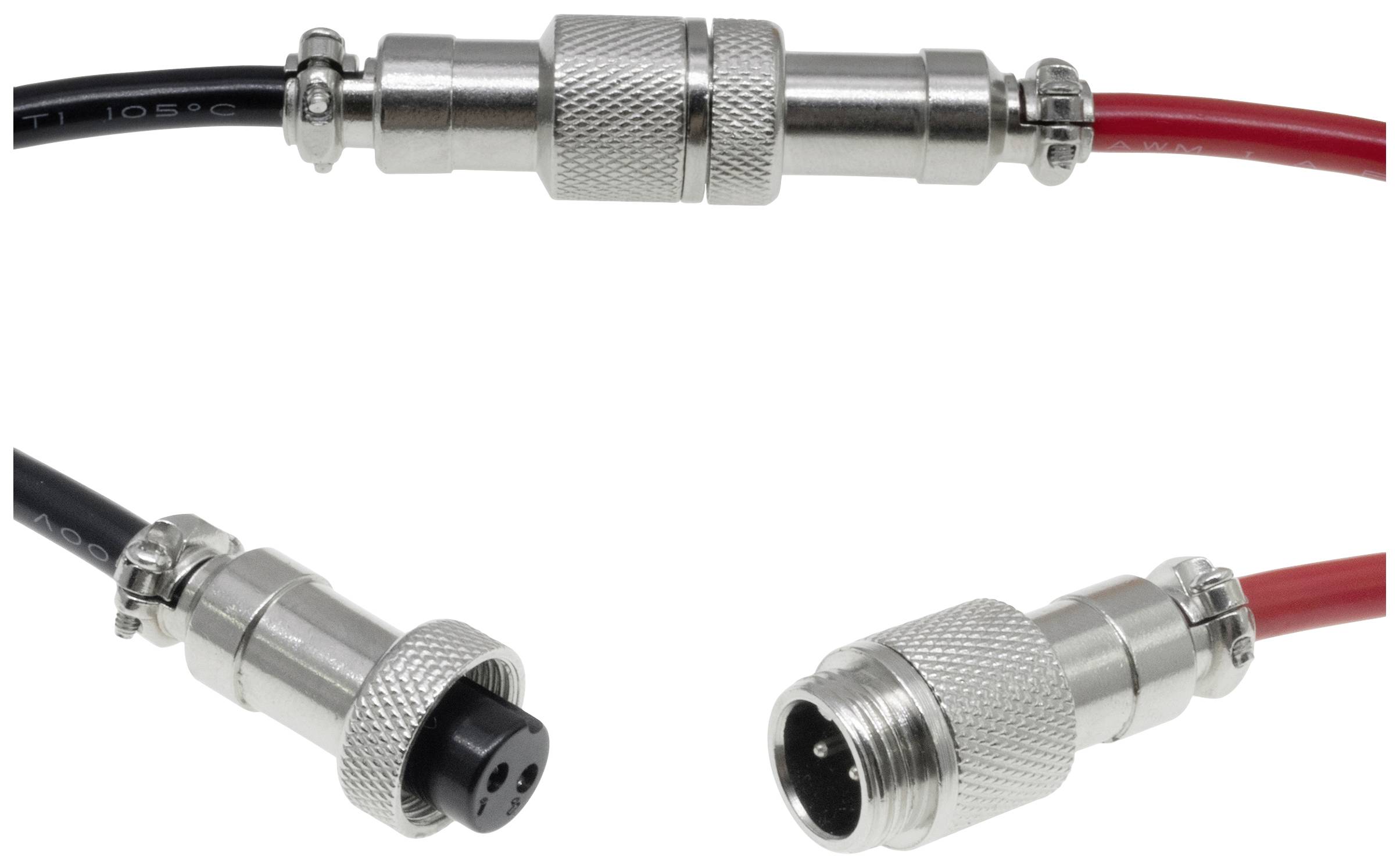 Pollin 453546 Rundsteckverbinder Stecker, Buchse Gesamtpolzahl: 2 1 Set