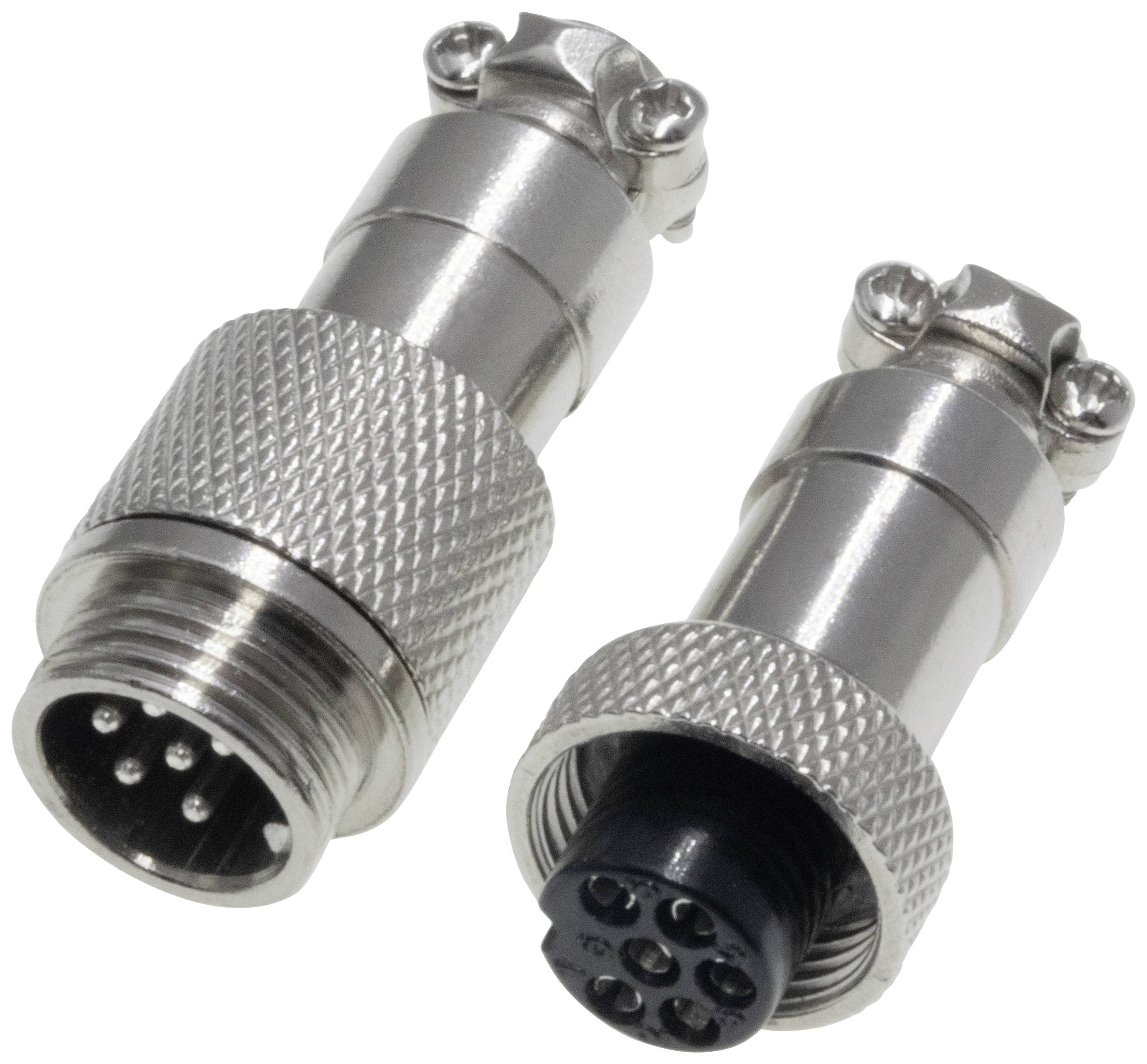 Pollin 453550 Rundsteckverbinder Stecker, Buchse Gesamtpolzahl: 6 1 Set