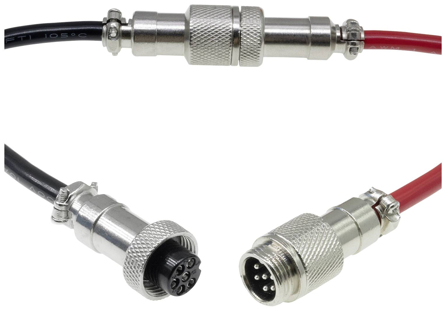 Pollin 453550 Rundsteckverbinder Stecker, Buchse Gesamtpolzahl: 6 1 Set