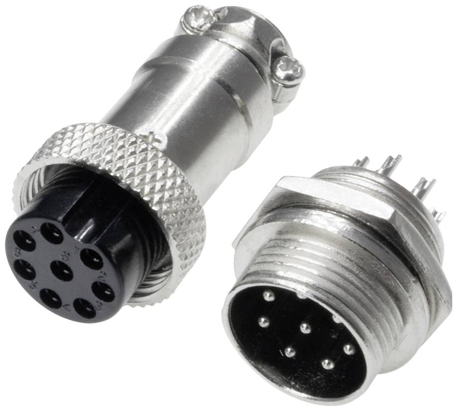 Pollin 453557 Rundsteckverbinder Buchse, Einbau, Stecker Gesamtpolzahl: 8 1 Set