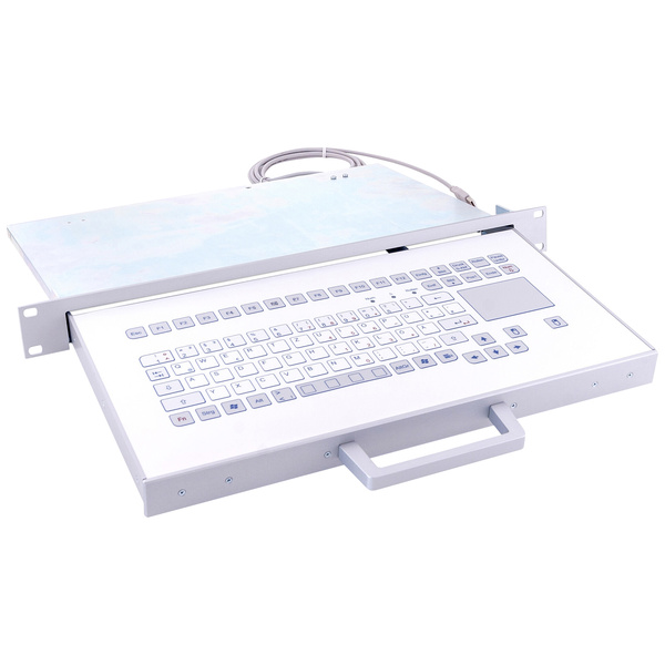 GETT TKS-088c-TOUCH-SCHUBL-USB-DE Kabelgebunden Tastatur Deutsch, QWERTZ Weiß IP65, Integriertes Touchpad, 19" Anwendungen