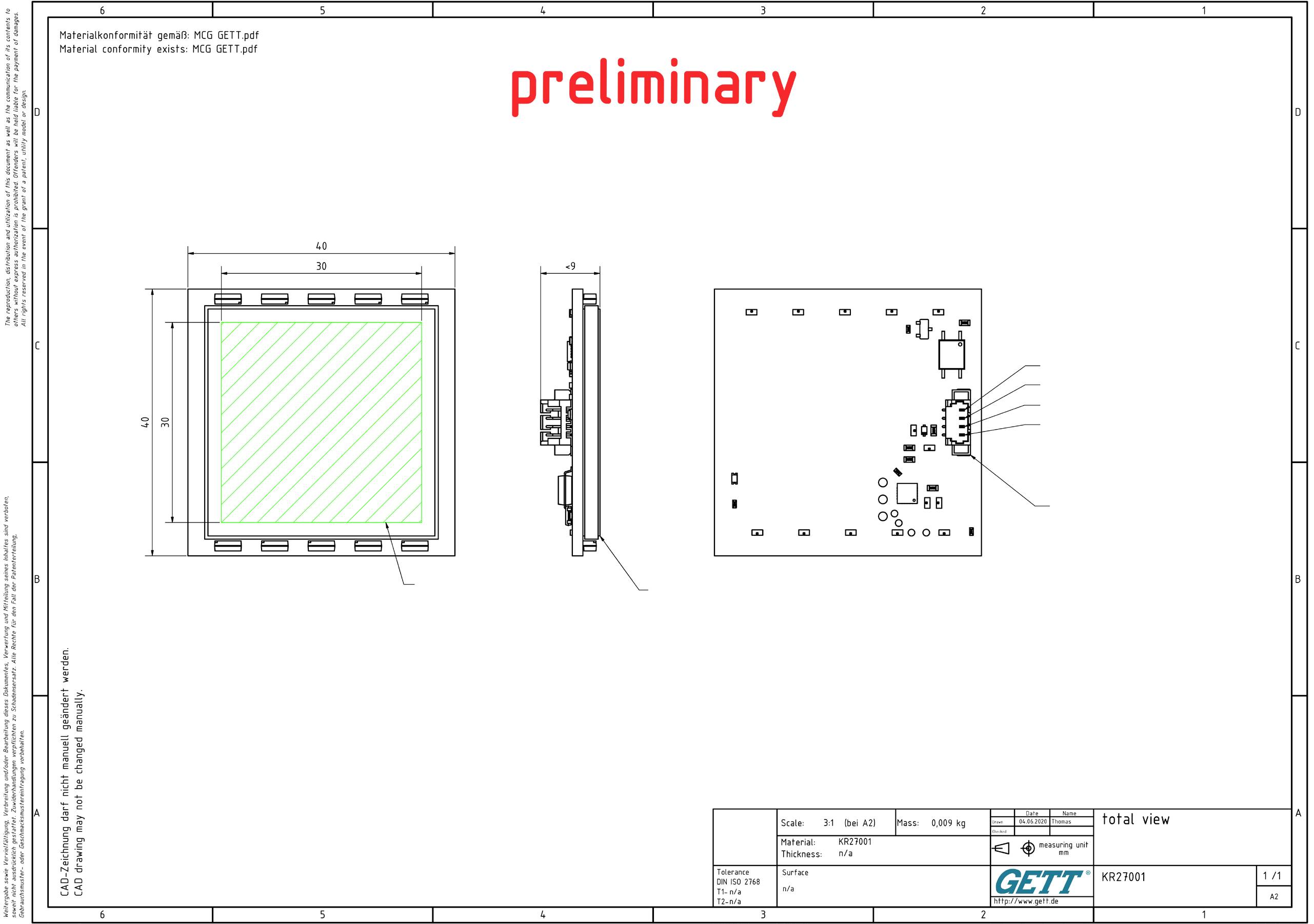 GETT KR29000 TKR-Smart-001-PCB-NO-PF-RGB-001 Tastschalter 42V 100mA tastend (L x B x H) 40 x 40 x 9mm 1St.