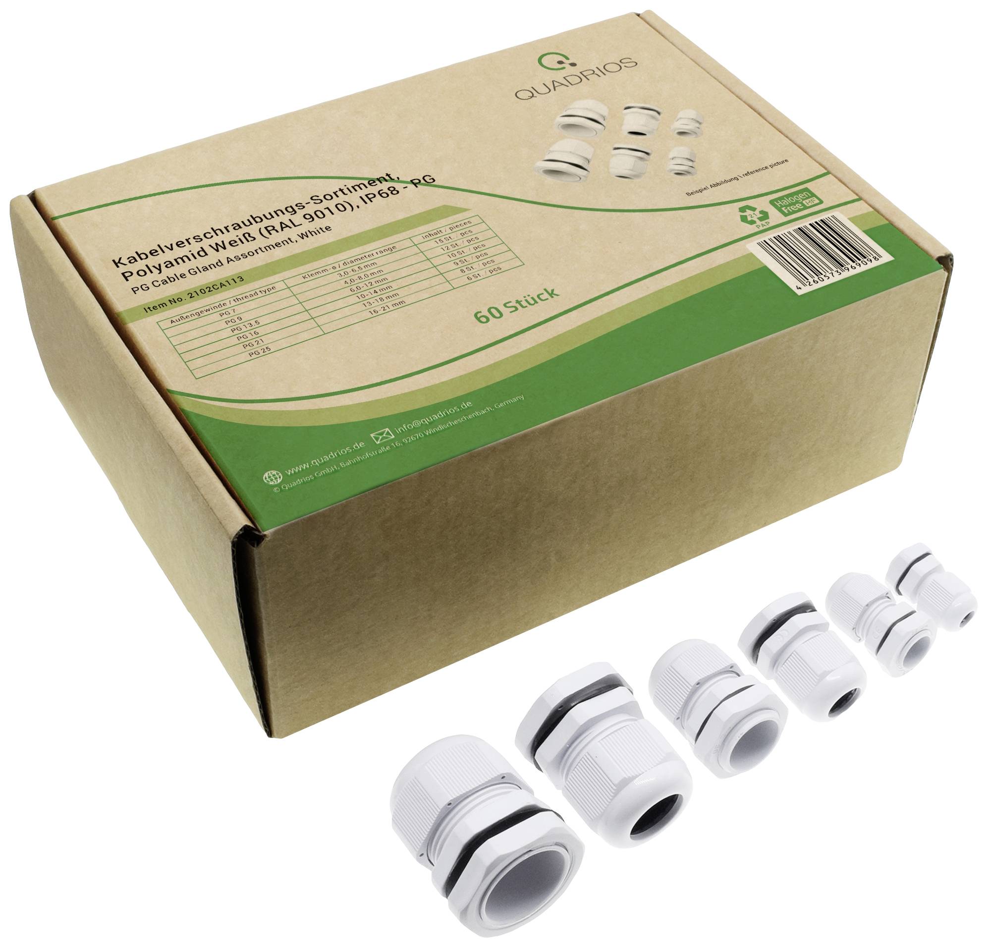 Quadrios 2102CA113 Kabelverschraubung Sortiment PA66 Weiß 60St.